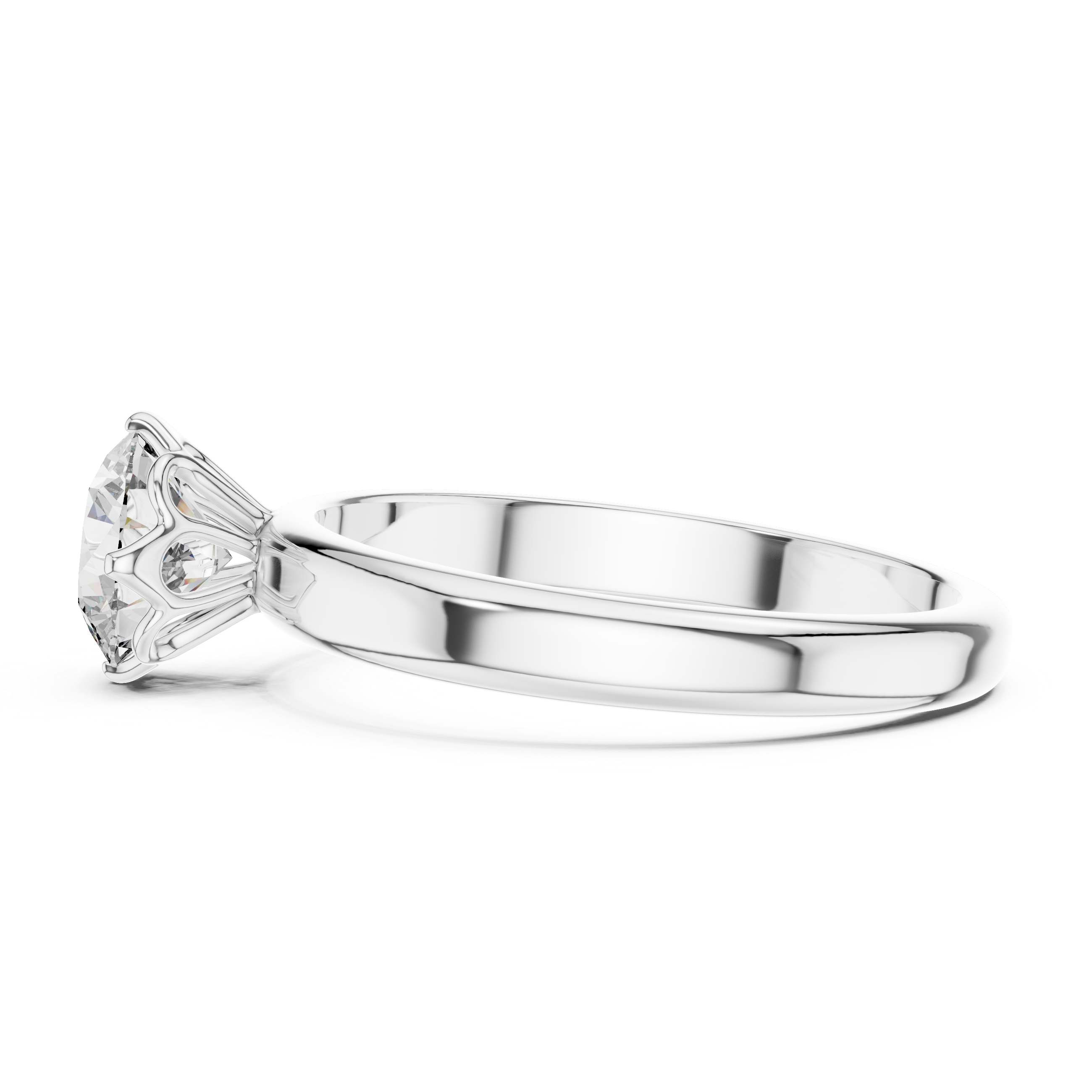 Silver ring with a diamond on a white background